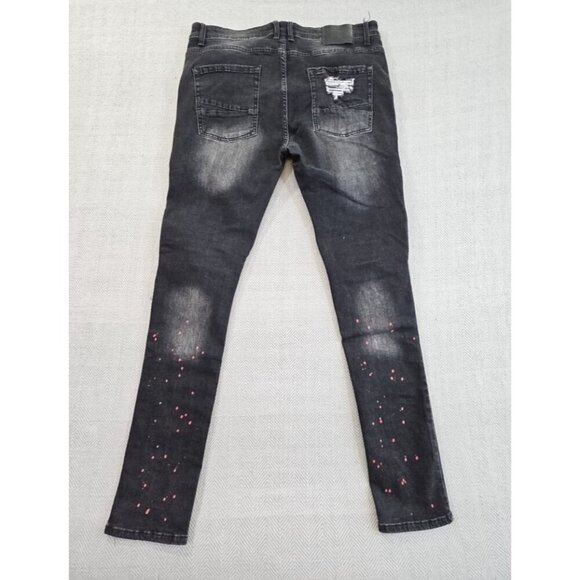 Switch Remarkable Jeans Men's 38x32 Distressed Paint Splatter Slim Jeans 6592 - Picture 2 of 15